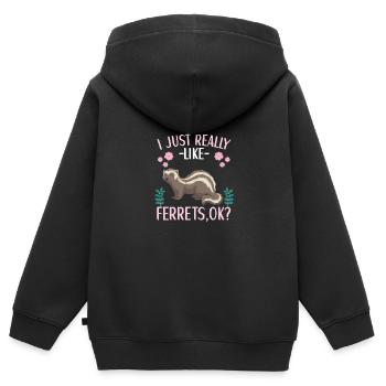 Frettchen Marder Frettchenbesitzer - Kinder Premium Organic Zip Hoodie - Schwarz - Hinten - AI Model Kid Male (0cm)