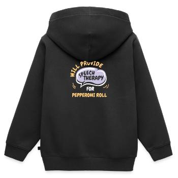 Provide Speech Therapy for Pepperoni Roll Funny - Kinder Premium Organic Zip Hoodie - Schwarz - Hinten - AI Model Kid Male (0cm)