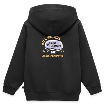 Fournir une orthophonie pour la Jamaïcaine Patty Funny - Sweat Premium à capuche zippé enfant bio - noir - Dos - AI Model Kid Male (0cm)