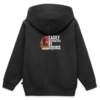 Calmar géant Fruits de mer - Sweat Premium à capuche zippé enfant bio - noir - Dos - AI Model Kid Male (0cm)