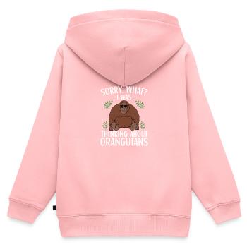 Tenue orang-outan Amoureux des singes - Sweat Premium à capuche zippé enfant bio - rose - Dos - AI Model Kid Female (0cm)