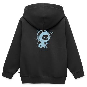 Astro Cat Astronaut - Kinder Premium Organic Zip Hoodie - Schwarz - Hinten - AI Model Kid Male (0cm)