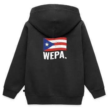 Fier portoricain Wepa Porto Rico Flag Latino - Sweat Premium à capuche zippé enfant bio - noir - Dos - AI Model Kid Male (0cm)