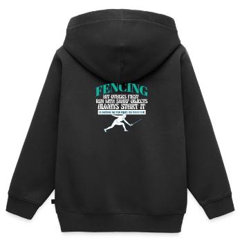 Funny Fencing Athlete Coach Sword Fighting Combat - Kinder Premium Organic Zip Hoodie - Schwarz - Hinten - AI Model Kid Male (0cm)