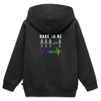 Drapeau arc-en-ciel I Défilé du mois de la fierté LGBT J’ose - Sweat Premium à capuche zippé enfant bio - noir - Dos - AI Model Kid Male (0cm)