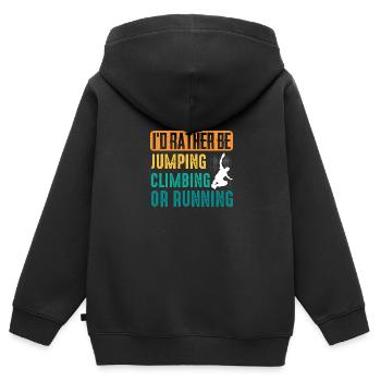 Parkour Freerunning Traceur - Kinder Premium Organic Zip Hoodie - Schwarz - Hinten - AI Model Kid Male (0cm)