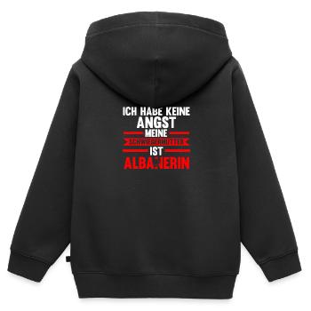 Ich habe keine Angst meine Schwiegermutter ist Alb - Kinder Premium Organic Zip Hoodie - Schwarz - Hinten - AI Model Kid Male (0cm)