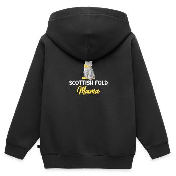 Scottish Fold Cat - Kids Premium Organic Zip-up Hoodie - black - Back - AI Model Kid Male (0cm)