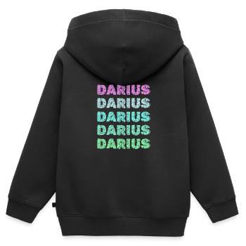 First name for Darius Darius Name - Kids Premium Organic Zip-up Hoodie - black - Back - AI Model Kid Male (0cm)