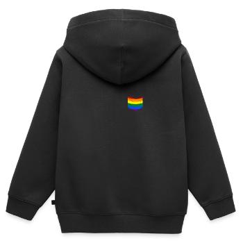 LGBTQ Gay Lesbienne Bi Queer Trans CSD - Sweat Premium à capuche zippé enfant bio - noir - Dos - AI Model Kid Male (0cm)