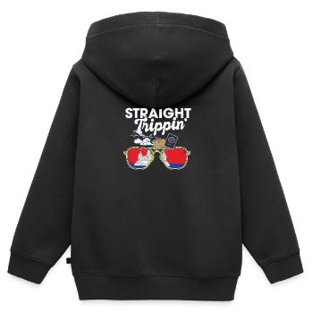 Straight Trippin' Cambodge Voyage de vacances - Sweat Premium à capuche zippé enfant bio - noir - Dos - AI Model Kid Male (0cm)