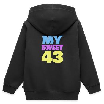 Alter 43 - Kinder Premium Organic Zip Hoodie - Schwarz - Hinten - AI Model Kid Male (0cm)