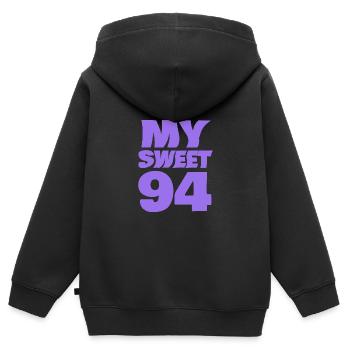 Alter 94 - Kinder Premium Organic Zip Hoodie - Schwarz - Hinten - AI Model Kid Male (0cm)