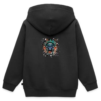 Apache Totenkopf Indianer Bunt - Kinder Premium Organic Zip Hoodie - Schwarz - Hinten - AI Model Kid Male (0cm)