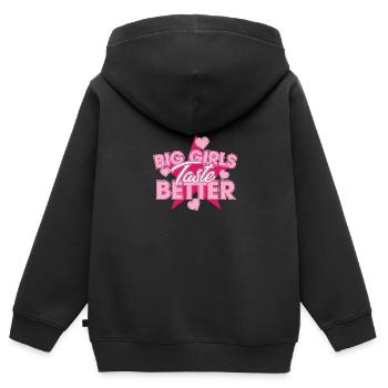 Big Girls Taste Better Chubby Thick Girls Curvy - Kids Premium Organic Zip-up Hoodie - black - Back - AI Model Kid Male (0cm)