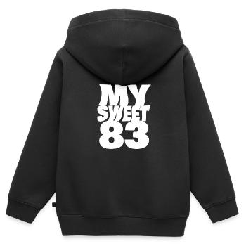 Sweet 83 - Kinder Premium Organic Zip Hoodie - Schwarz - Hinten - AI Model Kid Male (0cm)