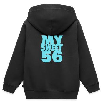 Süß 56 - Kinder Premium Organic Zip Hoodie - Schwarz - Hinten - AI Model Kid Male (0cm)