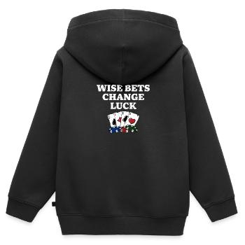Wise Bets Change Luck Poker Dictons Joueur de poker - Sweat Premium à capuche zippé enfant bio - noir - Dos - AI Model Kid Male (0cm)