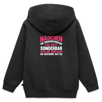 Bogen Bogenschütze Bogensport Bogenschießen - Kinder Premium Organic Zip Hoodie - Schwarz - Hinten - AI Model Kid Male (0cm)