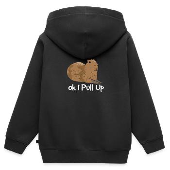 Ok ich ziehe hoch - Kinder Premium Organic Zip Hoodie - Schwarz - Hinten - AI Model Kid Male (0cm)
