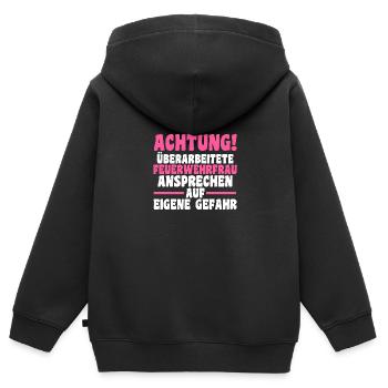 Feuerwehr Feuerwehrfrau - Kinder Premium Organic Zip Hoodie - Schwarz - Hinten - AI Model Kid Male (0cm)