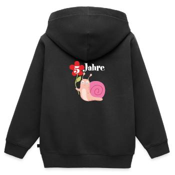 Schnecke gratuliert zum 5. Geburtstag ich bin fünf - Kinder Premium Organic Zip Hoodie - Schwarz - Hinten - AI Model Kid Male (0cm)