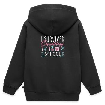 Cosmetologist I Survived - Kinder Premium Organic Zip Hoodie - Schwarz - Hinten - AI Model Kid Male (0cm)