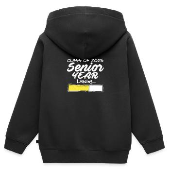 Classe de 2025 Année senior Chargement Future High - Sweat Premium à capuche zippé enfant bio - noir - Dos - AI Model Kid Male (0cm)