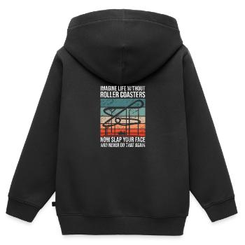 Roller Coaster Amusement Park Amusement Park - Kids Premium Organic Zip-up Hoodie - black - Back - AI Model Kid Male (0cm)