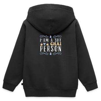 Thé Chai Latte - Sweat Premium à capuche zippé enfant bio - noir - Dos - AI Model Kid Male (0cm)