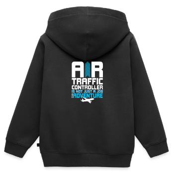Fluglotse Flughafen Tower - Kinder Premium Organic Zip Hoodie - Schwarz - Hinten - AI Model Kid Male (0cm)
