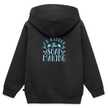 Seife Herstellen Handgemachte Seife - Kinder Premium Organic Zip Hoodie - Schwarz - Hinten - AI Model Kid Male (0cm)