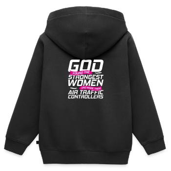 Fluglotse Flughafen Tower - Kinder Premium Organic Zip Hoodie - Schwarz - Hinten - AI Model Kid Male (0cm)