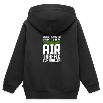 Fluglotse Flughafen Tower - Kinder Premium Organic Zip Hoodie - Schwarz - Hinten - AI Model Kid Male (0cm)