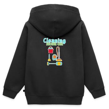 Femme de ménage Ménage - Sweat Premium à capuche zippé enfant bio - noir - Dos - AI Model Kid Male (0cm)