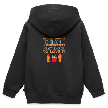 Femme de ménage Ménage - Sweat Premium à capuche zippé enfant bio - noir - Dos - AI Model Kid Male (0cm)