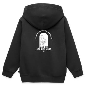 Wenn mein Pferd dich nicht mag Pferdesprüche Stall - Kinder Premium Organic Zip Hoodie - Schwarz - Hinten - AI Model Kid Male (0cm)