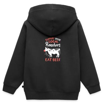 Bauer Rind - Kinder Premium Organic Zip Hoodie - Schwarz - Hinten - AI Model Kid Male (0cm)