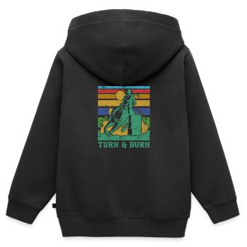 Barrel Racing - Kids Premium Organic Zip-up Hoodie - black - Back - AI Model Kid Male (0cm)