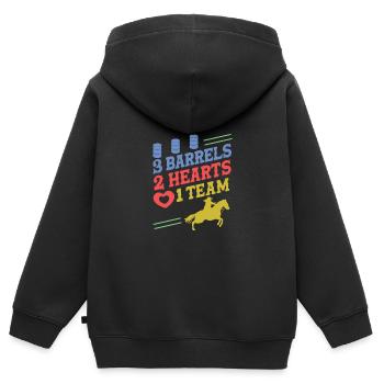 Barrel Racing - Kids Premium Organic Zip-up Hoodie - black - Back - AI Model Kid Male (0cm)