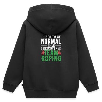 Équipe de corde - Sweat Premium à capuche zippé enfant bio - noir - Dos - AI Model Kid Male (0cm)