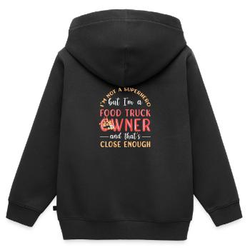Food Truck Streetfood - Sweat Premium à capuche zippé enfant bio - noir - Dos - AI Model Kid Male (0cm)