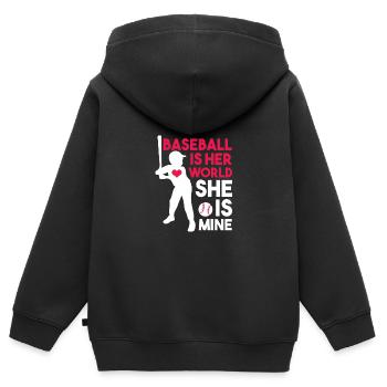 Baseballspieler Baseball - Kinder Premium Organic Zip Hoodie - Schwarz - Hinten - AI Model Kid Male (0cm)