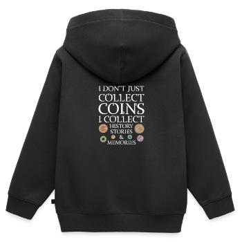 Les collectionneurs de pièces collectent des pièces - Sweat Premium à capuche zippé enfant bio - noir - Dos - AI Model Kid Male (0cm)