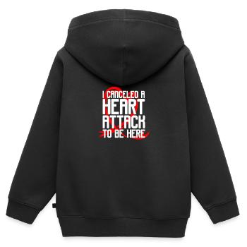 Survivant d’une crise cardiaque - Sweat Premium à capuche zippé enfant bio - noir - Dos - AI Model Kid Male (0cm)