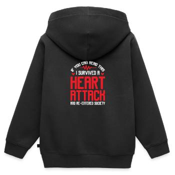 Survivant d’une crise cardiaque - Sweat Premium à capuche zippé enfant bio - noir - Dos - AI Model Kid Male (0cm)