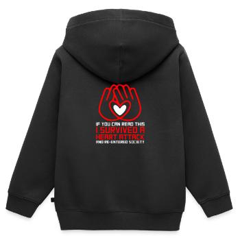 Survivant d’une crise cardiaque - Sweat Premium à capuche zippé enfant bio - noir - Dos - AI Model Kid Male (0cm)