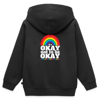 Santé mentale Mentale Gesundheit - Sweat Premium à capuche zippé enfant bio - noir - Dos - AI Model Kid Male (0cm)