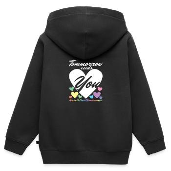 Santé mentale Mentale Gesundheit - Sweat Premium à capuche zippé enfant bio - noir - Dos - AI Model Kid Male (0cm)