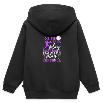 Softball - Sweat Premium à capuche zippé enfant bio - noir - Dos - AI Model Kid Male (0cm)